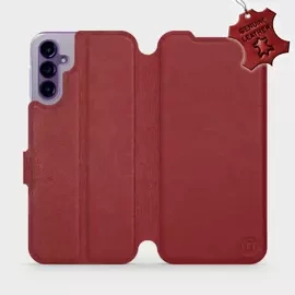Etui ze skóry naturalnej do Samsung Galaxy A14 5G - wzór Dark Red Leather