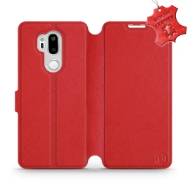 Etui ze skóry naturalnej do LG G7 ThinQ - wzór Red Leather