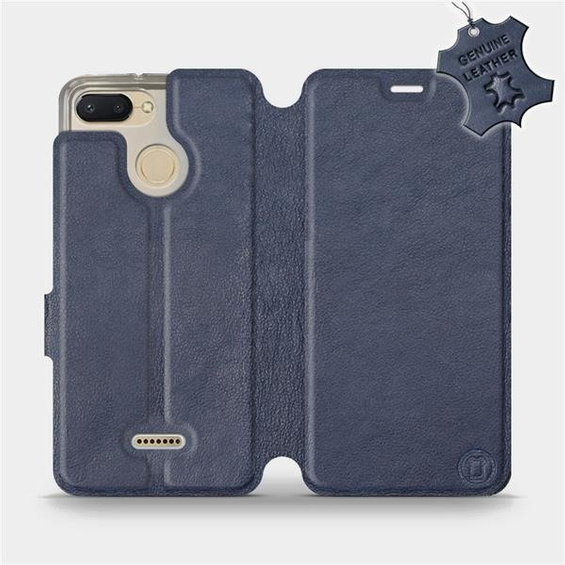 Etui ze skóry naturalnej do Xiaomi Redmi 6 - wzór Blue Leather