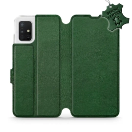 Etui ze skóry naturalnej do Samsung Galaxy A51 5G - wzór Green Leather