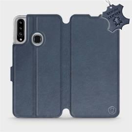 Etui ze skóry naturalnej do Samsung Galaxy A20S - wzór Blue Leather