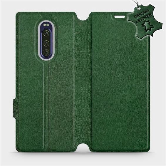 Etui ze skóry naturalnej do Sony Xperia 1 - wzór Green Leather