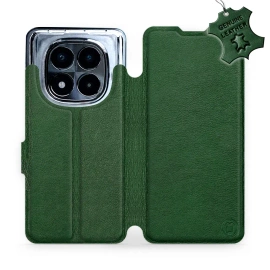 Etui ze skóry naturalnej do Xiaomi POCO X7 - wzór Green Leather