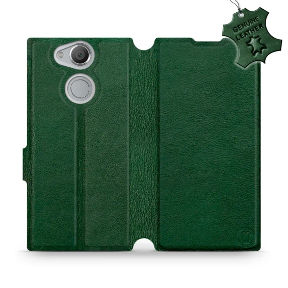 Etui ze skóry naturalnej do Sony Xperia XA2 - wzór Green Leather