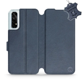 Etui ze skóry naturalnej do Realme 7 - wzór Blue Leather
