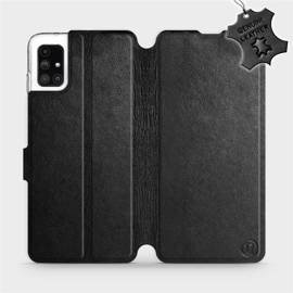 Etui ze skóry naturalnej do Samsung Galaxy M51 - wzór Black Leather