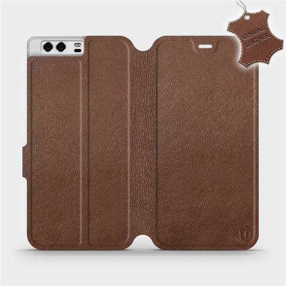 Etui ze skóry naturalnej do Huawei P10 - wzór Brown Leather