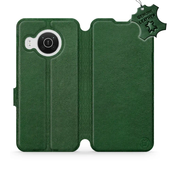Etui ze skóry naturalnej do Nokia X10 - wzór Green Leather