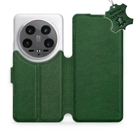 Etui ze skóry naturalnej do Xiaomi 14 Ultra 5G - wzór Green Leather