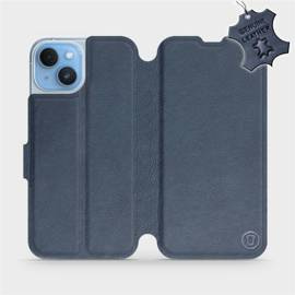 Etui ze skóry naturalnej do Apple iPhone 14 - wzór Blue Leather