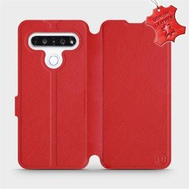 Etui ze skóry naturalnej do LG K61 - wzór Red Leather