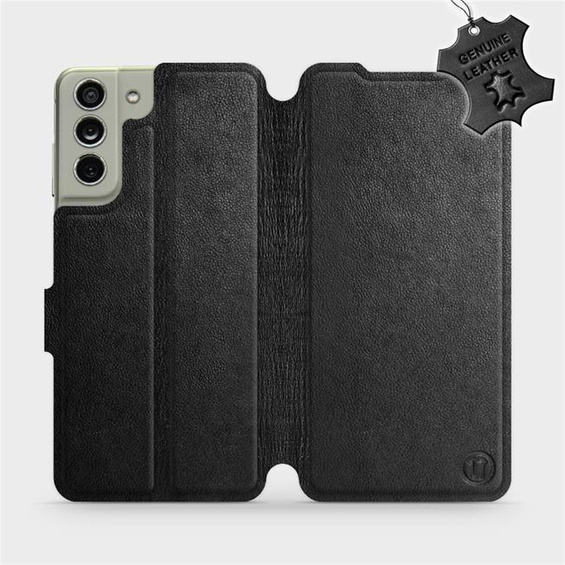 Etui ze skóry naturalnej do Samsung Galaxy S21 FE - wzór Black Leather