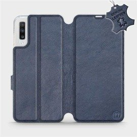 Etui ze skóry naturalnej do Samsung Galaxy A70 - wzór Blue Leather