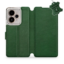 Etui ze skóry naturalnej do Realme 15 5G - wzór Green Leather