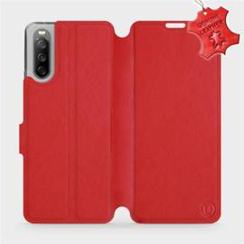 Etui ze skóry naturalnej do Sony Xperia 10 III - wzór Red Leather