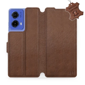 Etui ze skóry naturalnej do Motorola Moto G85 5G - wzór Brown Leather