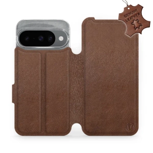 Etui ze skóry naturalnej do Google Pixel 10 - wzór Brown Leather
