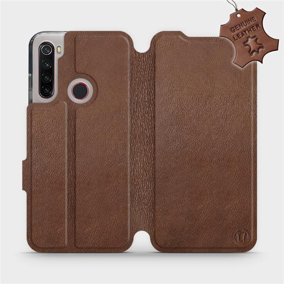 Etui ze skóry naturalnej do Xiaomi Redmi Note 8 - wzór Brown Leather