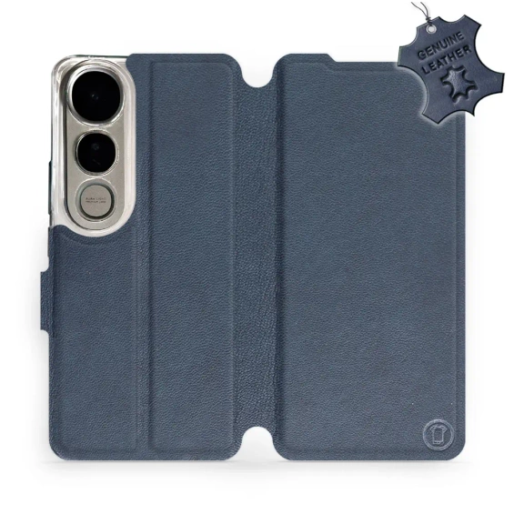 Etui ze skóry naturalnej do Vivo V50 Lite - wzór Blue Leather