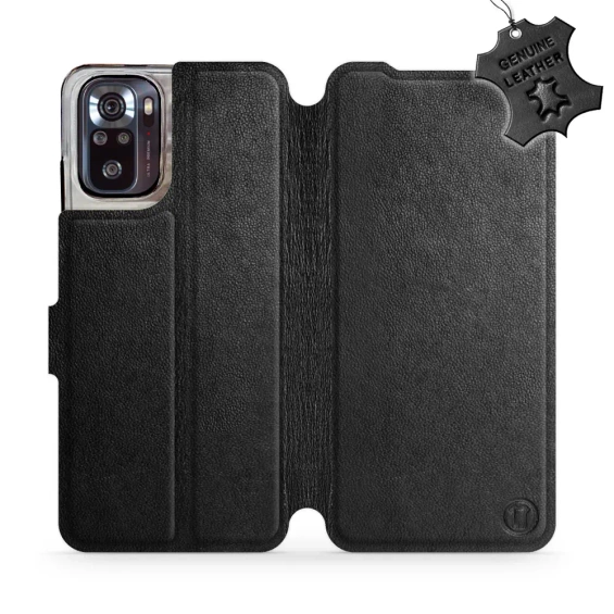Etui ze skóry naturalnej do Xiaomi POCO M5s - wzór Black Leather