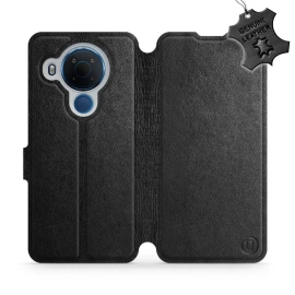 Etui ze skóry naturalnej do Nokia 5.4 - wzór Black Leather