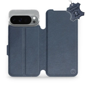 Etui ze skóry naturalnej do Google Pixel 10 Pro XL - wzór Blue Leather