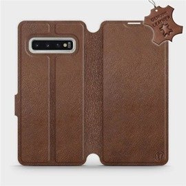 Etui ze skóry naturalnej do Samsung Galaxy S10 - wzór Brown Leather