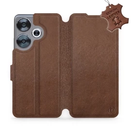 Etui ze skóry naturalnej do Xiaomi POCO F6 - wzór Brown Leather