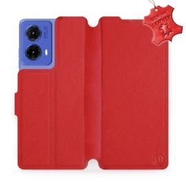 Etui ze skóry naturalnej do Motorola Moto G85 5G - wzór Red Leather