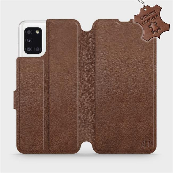 Etui ze skóry naturalnej do Samsung Galaxy A31 - wzór Brown Leather