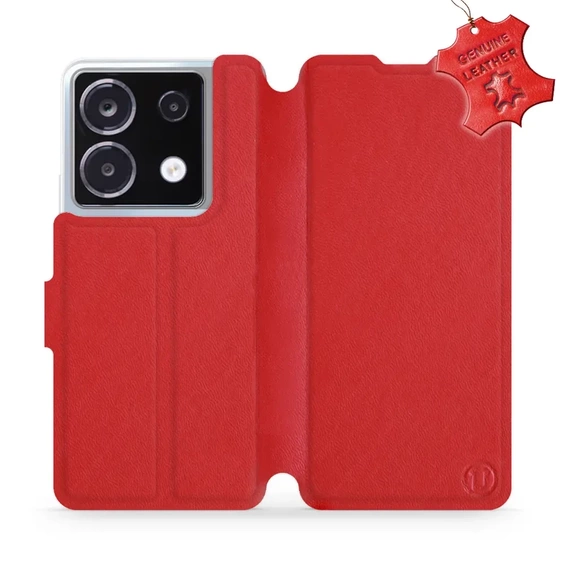 Etui ze skóry naturalnej do Xiaomi POCO X6 - wzór Red Leather