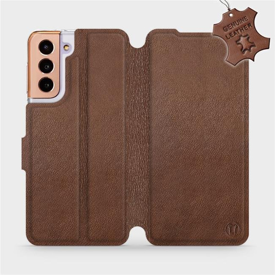 Etui ze skóry naturalnej do Samsung Galaxy S21 - wzór Brown Leather