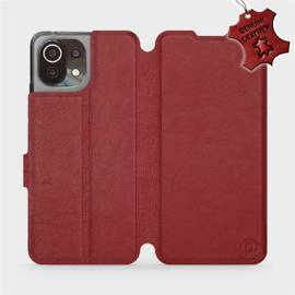 Etui ze skóry naturalnej do Xiaomi 11 Lite 5G NE - wzór Dark Red Leather