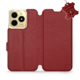 Etui ze skóry naturalnej do Realme C61 - wzór Dark Red Leather