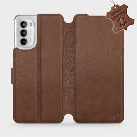 Etui ze skóry naturalnej do Motorola Moto G82 5G - wzór Brown Leather