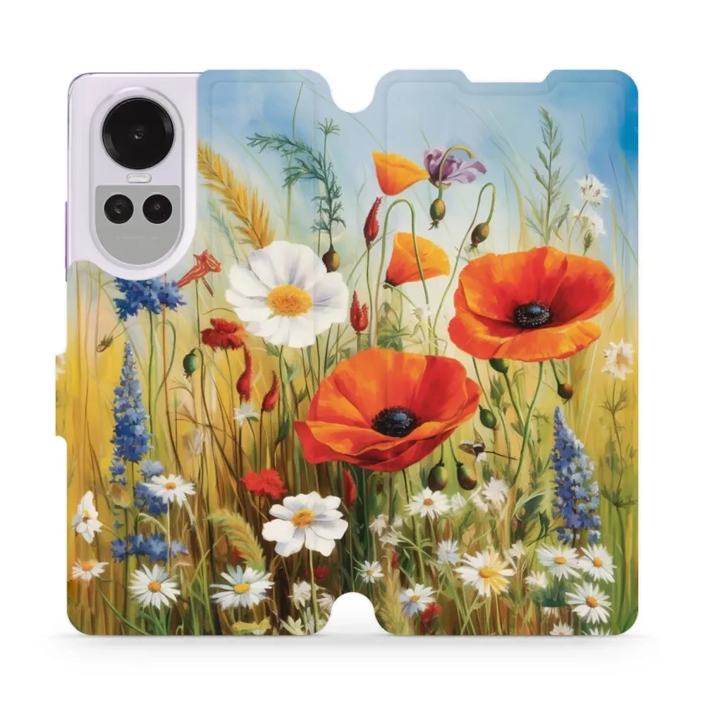 Mobiwear Book, Displayschutz, magnetischer Verschluss, Silikoneinlage, Schutz, Wiesenblumen