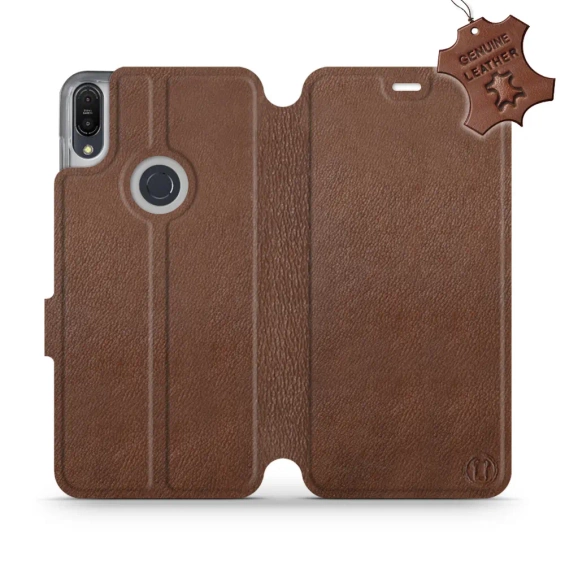 Etui ze skóry naturalnej do Asus Zenfone Max Pro M1 ZB602KL - wzór Brown Leather