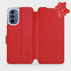 Etui ze skóry naturalnej do Motorola Moto G62 5G - wzór Red Leather