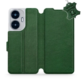 Etui ze skóry naturalnej do Realme C55 - wzór Green Leather