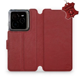 Etui ze skóry naturalnej do Realme GT 7 Pro - wzór Dark Red Leather