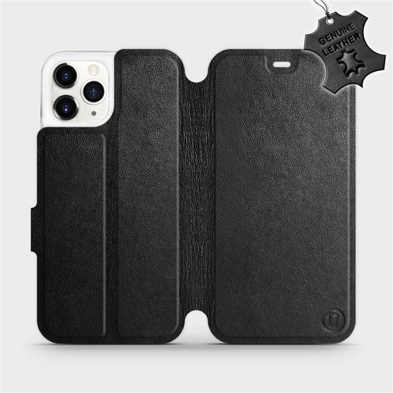 Etui ze skóry naturalnej do Apple iPhone 11 Pro - wzór Black Leather