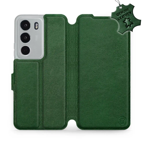 Etui ze skóry naturalnej do Realme P3 lite - wzór Green Leather