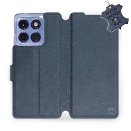 Etui ze skóry naturalnej do Motorola Edge 60 Pro - wzór Blue Leather