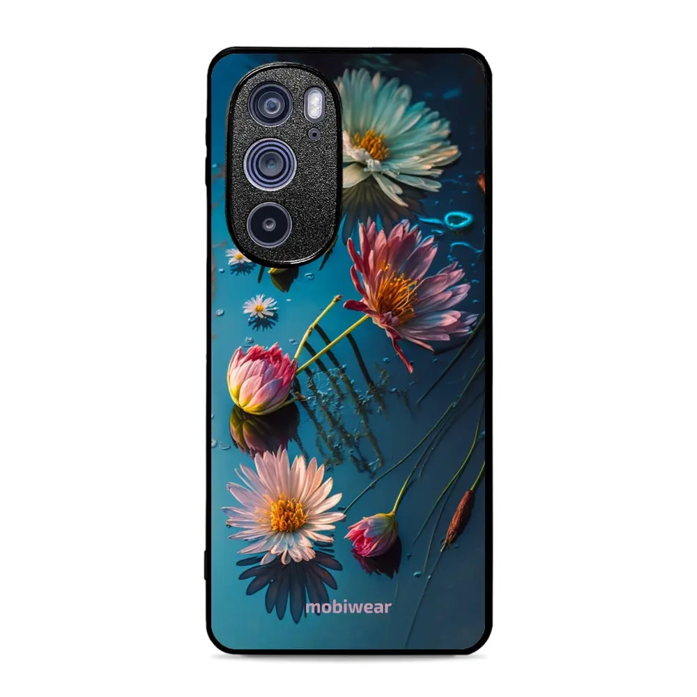 Mobiwear Glossy Case, Handyhülle, Geräteschutz, stilvolle Grafik, sicheres Gehäuse, Blau-Blumig