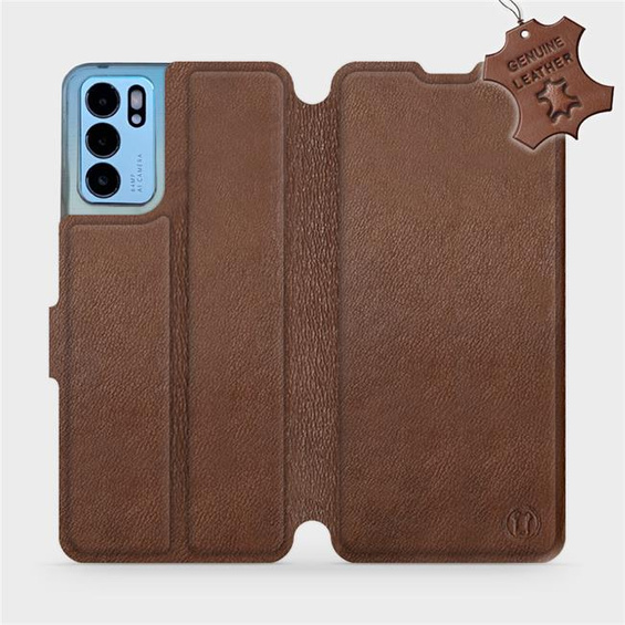 Etui ze skóry naturalnej do OPPO Reno 6 5G - wzór Brown Leather