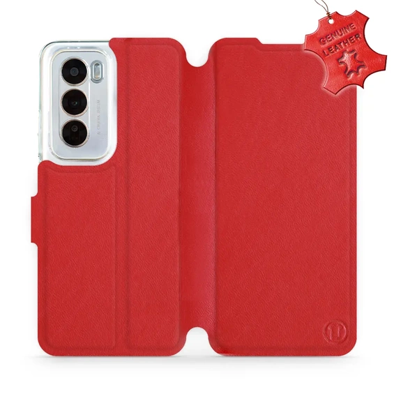 Etui ze skóry naturalnej do OPPO Reno 12 Pro 5G - wzór Red Leather