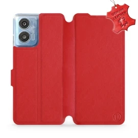 Etui ze skóry naturalnej do Motorola Moto G04 - wzór Red Leather