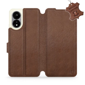 Etui ze skóry naturalnej do OPPO A38 - wzór Brown Leather