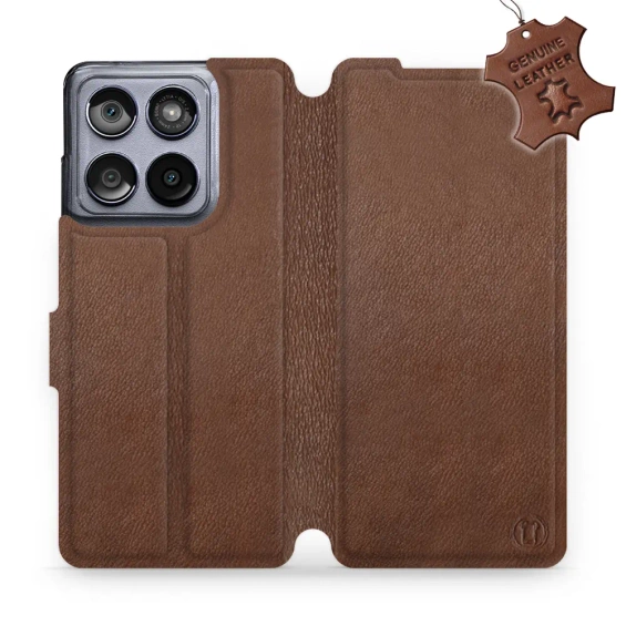 Etui ze skóry naturalnej do Motorola Edge 60 Fusion - wzór Brown Leather