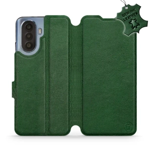 Etui ze skóry naturalnej do Huawei Nova Y70 - wzór Green Leather